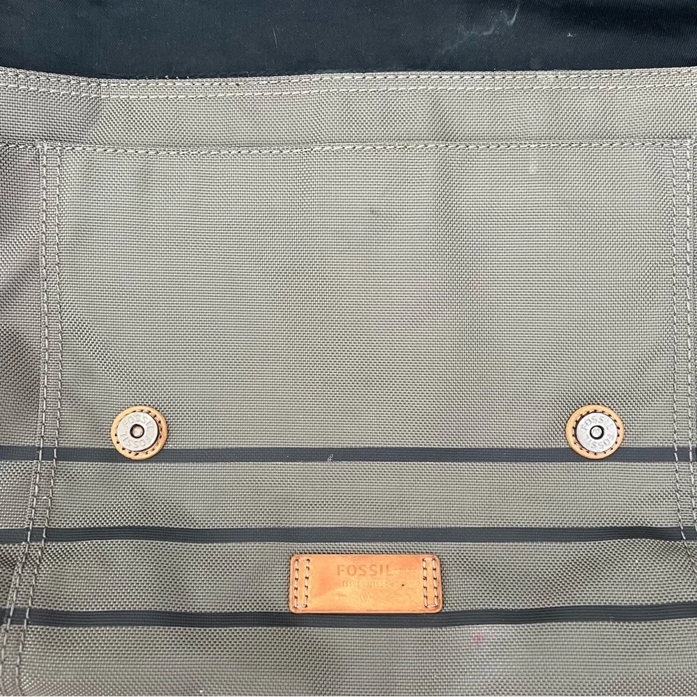 FOSSIL CANVAS CROSSBODY MESSENGER bag Olive Green/Grey w/Black
